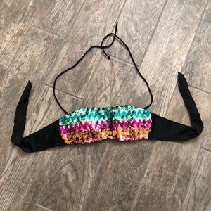 Black sequin Victoria’s Secret bandeau swim top
